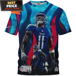 aj brown x tennessee titans 3d all over printed tshirt, tennessee titans gift  best personalized gift