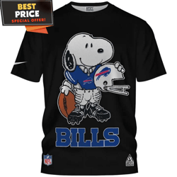 buffalo bills snoopy play football black tshirt, buffalo bills gifts for men  best personalized gift  unique gifts idea