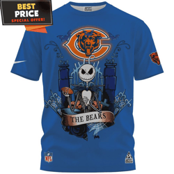 chicago bears the nightmare before christmas die hard fan tshirt, gifts for bears fans  best personalized gift  unique g