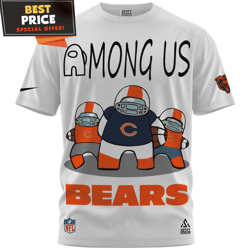 chicago bears x among us game day tshirt, best gifts for bears fans  best personalized gift  unique gifts idea