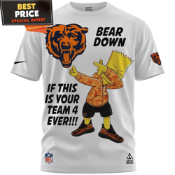 chicago bears x bart simpson dab gang bear down if this is your team 4 ever tshirt, unique chicago bears gifts  best per