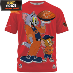 chicago bears x cool tom and jerry bear fan tshirt, chicago bears fathers day gifts  best personalized gift  unique gift