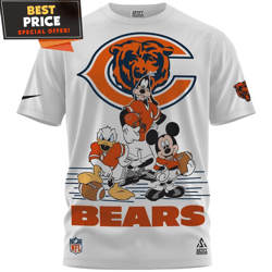 chicago bears x disney mickey and friends team up tshirt, chicago bears gift ideas for him  best personalized gift  uniq