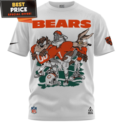 chicago bears x looney tunes bears nfl team up tshirt, best chicago bears gifts  best personalized gift  unique gifts id