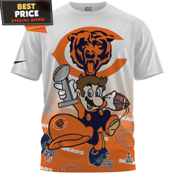 chicago bears x mario champions cup pull over printed tshirt, bears football gifts  best personalized gift  unique gifts