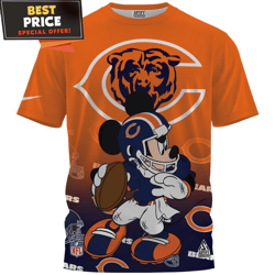 chicago bears x mickey nfl player tshirt, gifts for bears fans  best personalized gift  unique gifts idea