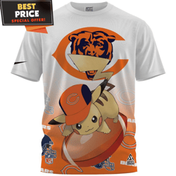 chicago bears x pikachu football player tshirt, chicago bears presents  best personalized gift  unique gifts idea