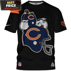 chicago bears x snoopy and woodstock bears fan helmet tshirt, chicago bears gift items  best personalized gift  unique g