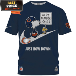 chicago bears x snoopy and woodstock bears fan nike just bow down tshirt, chicago bears fathers day gifts  best personal