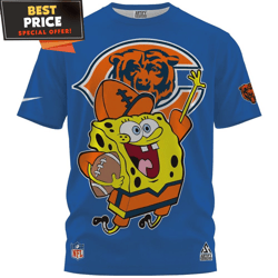 chicago bears x spongebob nfl player tshirt, funny chicago bears gifts  best personalized gift  unique gifts idea