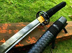 handmade 1095 carbon steel katana, wakizashi, ninja martial art sword. ninjutsu