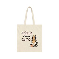 Doja Cat Merch Canvas Tote Bag, Bitch I'm a Cow Tote, Planet Her Decor, Amala Merch, Hot Pink, Kiss Me More, Need To Kno