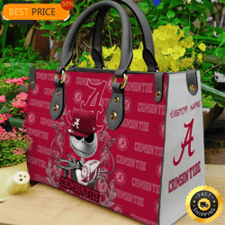 custom bag alabama crimson tide ncaa jack skellington women leather bag custom