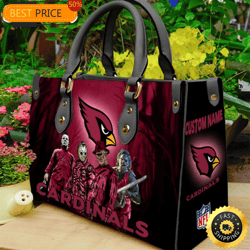 arizona cardinals nfl halloween women leather hand bag, custom bag