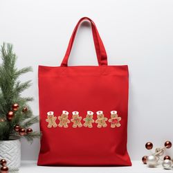 gingerbread nurse squad shoulder bag christmas nurse, christmas crew, gingerbread man, nurse christmas gifts