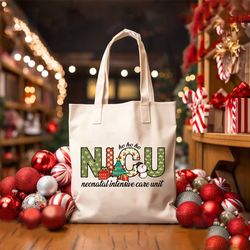 nicu christmas tote bag nurse gift christmas, nurse christmas gifts, nicu nurse christmas bag, nursing bag