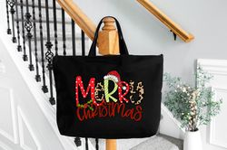 merry christmas tote bags santas gift bags, gift for mom, gift for friends totes, christmas present totes