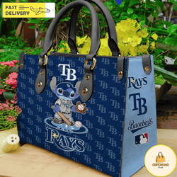 Tampa Bay Rays Stitch Women Leather Hand Bag, Custom Bag