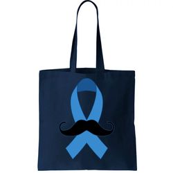 prostate mustache ribbon tote bag