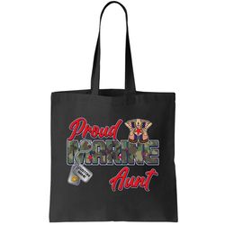 proud marine aunt personalize dog tags tote bag