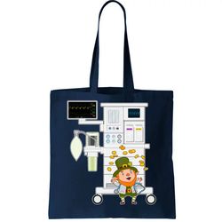 st patricks day leprechaun anesthesia machine tote bag