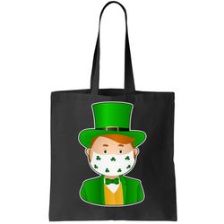 st pattys day quarantine leprechaun masked tote bag