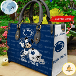 Custom Name Ncaa Penn State Nittany Lions Mickey Leather Bag, Custom Bag, Sport Bag
