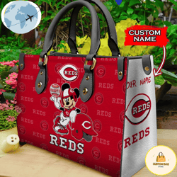 Custom Name USA MLB Cincinnati Reds Mickey Leather Bag, Custom Bag, Sport Bag