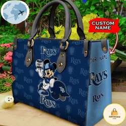 Custom Name Usa Mlb Tampa Bay Rays Mickey Leather Bag, Custom Bag, Sport Bag