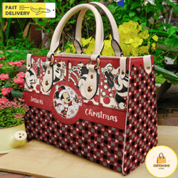 custom mickey christmas handbag, mickey leather handbag, personal  mickey women leather bag