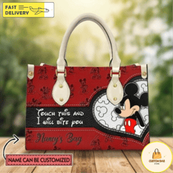 custom name i will bite you mickey leather bag,disney lovers handbag,mickey bags