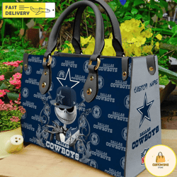 dallas cowboys nfl jack skellington women leather bag