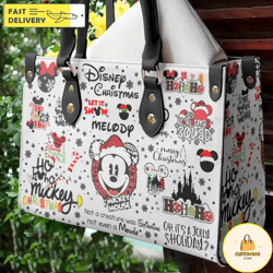 disney christmas handbag,  mickey leather handbag, custom mickey women leather bag