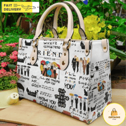 friends lover sticker collection women leather handbag,  friends handbag,  custom handbag 2