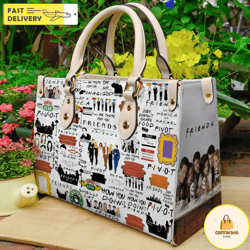 friends sticker collection leather bag women leather hand bag, women leather bag, music trending handbag