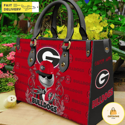 georgia bulldogs ncaa jack skellington women leather bag