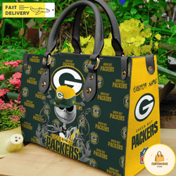 green bay packers nfl jack skellington women leather bag