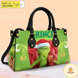 grinch christmas leather bag,  grinch lover handbag,  custom leather bag 12