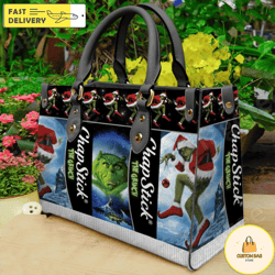 grinch christmas leather bag, grinch bags and purses, grinch lover handbag 1