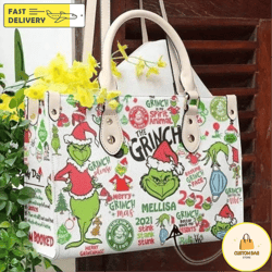grinch christmas leather bag, grinch bags and purses, grinch lover handbag 2