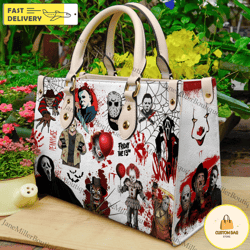 halloween leather handbag, michael myers handbag, horror movie characters bag, woman shoulder bag 2