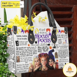 hocus pocus speech collection leather bag, movie leatherr handbag, halloween shoulder handbag