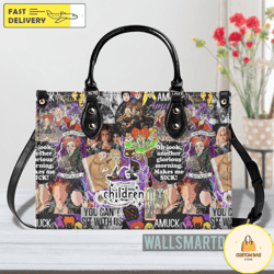 hocus pocus sticker collection leather bag, movie leatherr handbag, halloween shoulder handbag 3