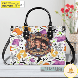 hocus pocus sticker collection leather bag, movie leatherr handbag, halloween shoulder handbag 4