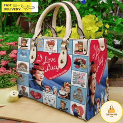 i love lucy funny art collection leather bag, personalized handbag, women leather bag 2