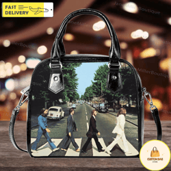 the beatles rock band leather bag, rock music handbag, custom leather bag, woman shoulder bag