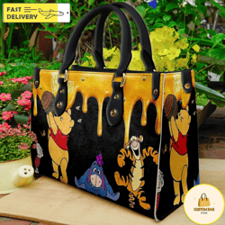 winnie the pooh cartoon leather bag hand bag, custom pooh woman purse, pooh lovers handbag