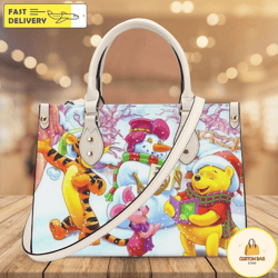 winnie the pooh tigger christmas handbag, pooh bear leather bag, christmas shoulder bag