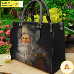 woodland santa leather bag, christmas bag, santa handbag, custom leather bag