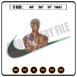 roronoa zoro embroidery design file one piece anime